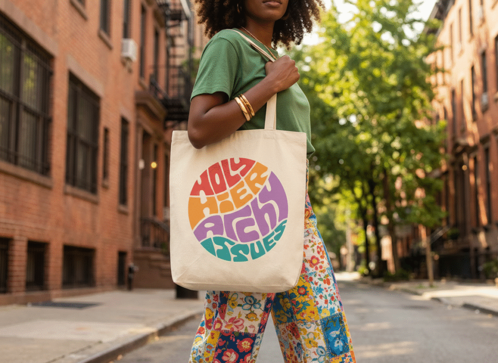 Design on a tote bag.